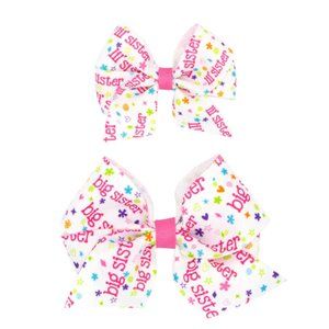 PLH Two Pack Printed Bows - Small Big Sister and Small/Mini Big & Lil Sister